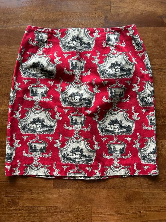 Talbots Dresses & Skirts - Talbots Size 10 Vintage-Inspired Red Toile de Jouy Skirt.